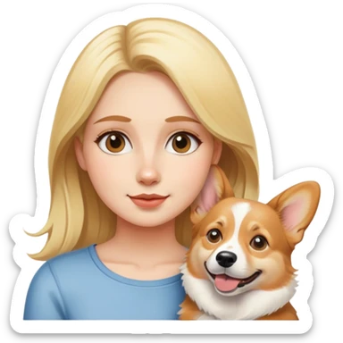 Blondie girl with corgi sticker