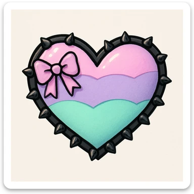 pastel goth heart with pastel candy and black studs sticker
