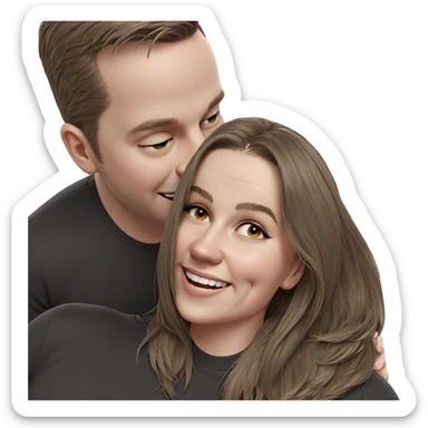 happy embrace with smiling couple sticker