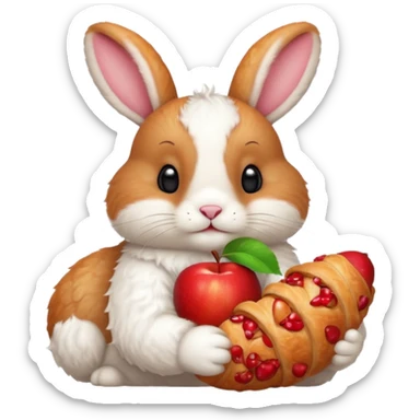 apple bunny croissant sticker