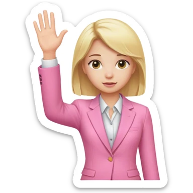 Blond girl pink suit hand  sticker