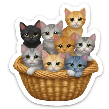 basket of different colored kittens  sticker