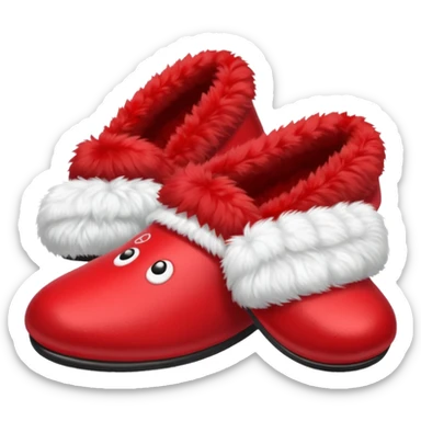 red slippers with red fur sticker
