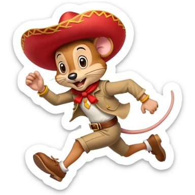Speedy Gonzales cartoon mouse with red sombrero running fast sticker