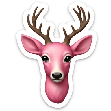 pink deer antique sticker