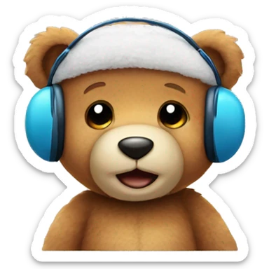 teddy bear with earmuffs  sticker