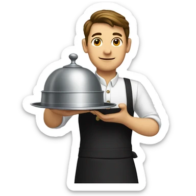 waiter holding cloche  sticker