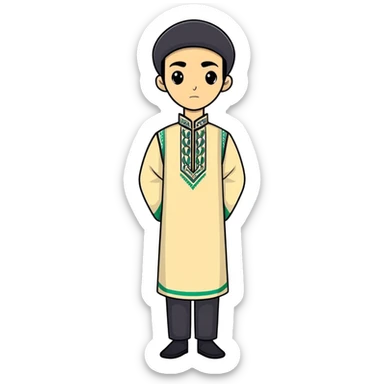 Man black hair and black eyes all body and uzbek wear the real man no anime  sticker
