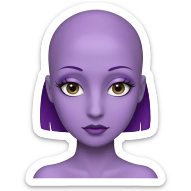 make her skin purple, she has no hair and her eyelashes are huge sticker
