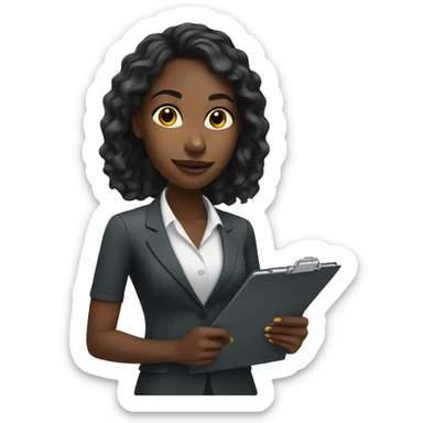 Young black professional female holding a clipboard sticker