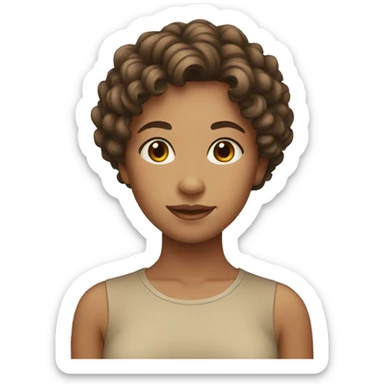 Girl with tan skin and short curly hair sticker