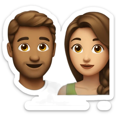 Un brun et une brune se font des bisous sticker