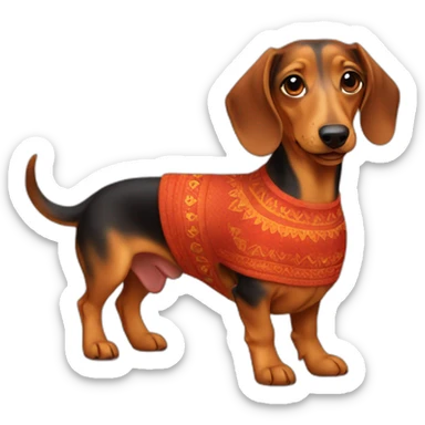 Cute Lady fire Dachshund with chilean dress sticker