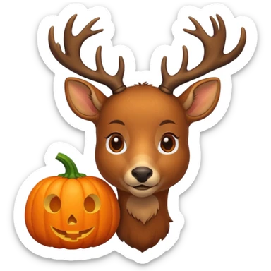Cozy Autumn pumpkin and Deer sticker