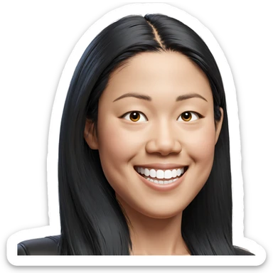smiling girl with long black hair sticker