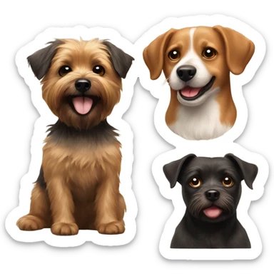 Happy black  cairn terrier and a happy brown beagle  sticker