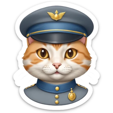 cat with a smirk wearing a cadet hat sticker