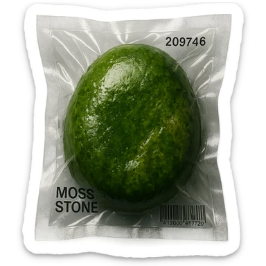 smooth stone covered in moss, glossy sticker