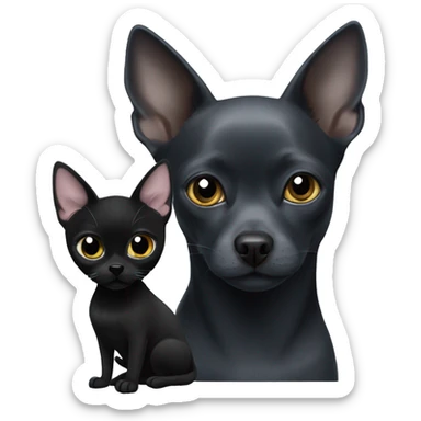 Russian blue cat with two all black chihuahuas sticker