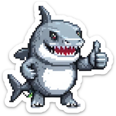 shark giving a thumbs up sticker