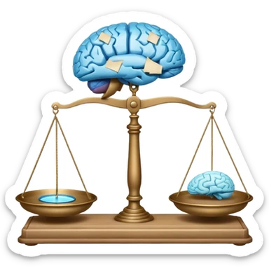 balance scale with one side a glowing AI brain and the other side a paper scroll or script, no text sticker
