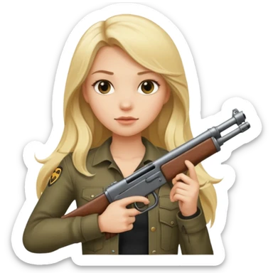 Beautiful blonde Long Hair Gangsta girl with a big gun sticker