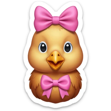 Pollito con un lazo rosado sticker