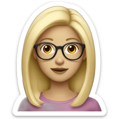 black hair White-skinned girl with blond glasses sticker