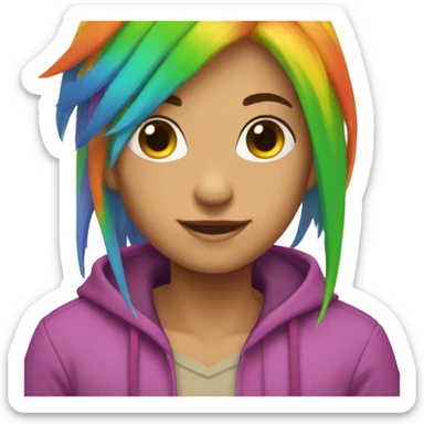 rainbow hair non-genered sticker