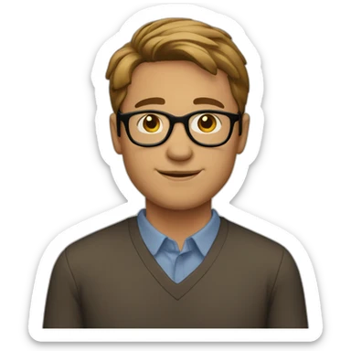 white-male-brown-hair-black-round-glasses sticker