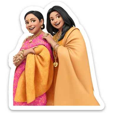 happy girls with jewelry sticker