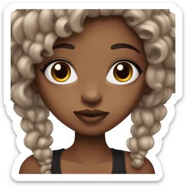 girl with dark red hair blue eyes and black eyelashes rich model sticker