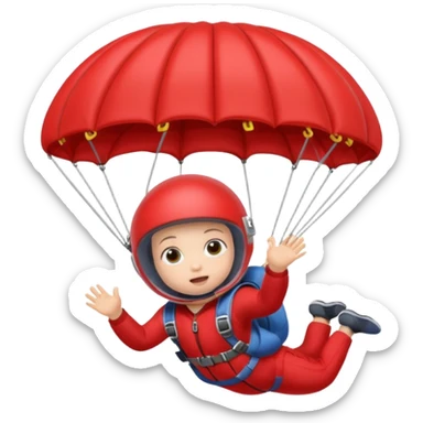 Skydiving baby with parachute and UFO red sticker