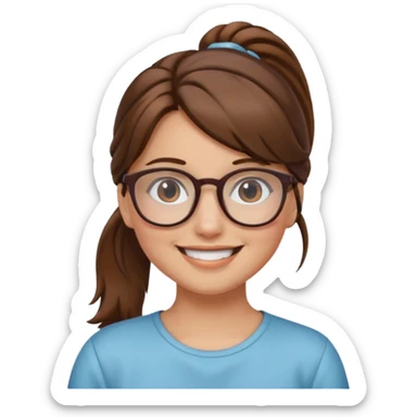 brown haired Ponytail Girl with Glasses sticker