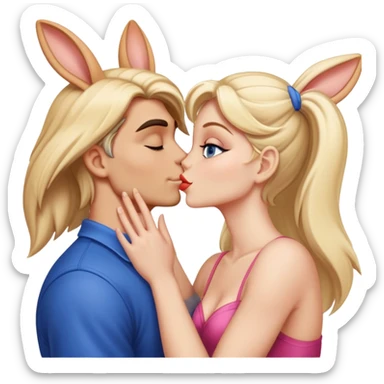 Lola bunny as a human kissing a man sticker