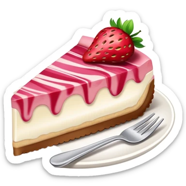 Strawberry fudge swirl cheesecake slice  sticker