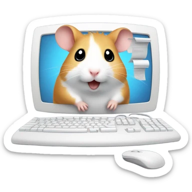 a computer screen showing files with a cute hamster standing by sticker
