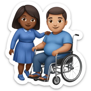 😁indian guy pushing fat girl in wheelchair  sticker