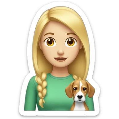 Blonde girl and beagle sticker