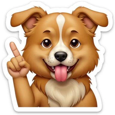Dog with tongue out sticking the middle finger sticker