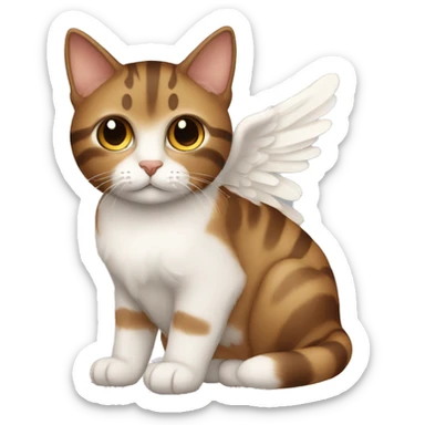 An adult and totally brown striped cat with angel’s wings sticker