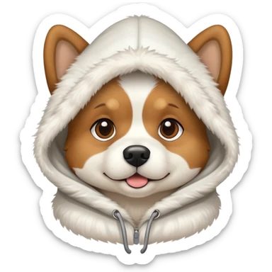 Dog wearing a hood sticker