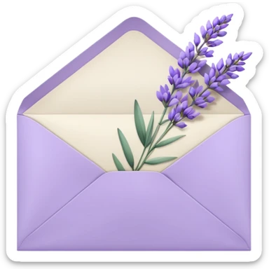 Pastel light whitish purple envelope with lavender flowers laying on top  sticker