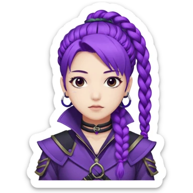 Rumi from K-pop demon hunters purple braid sticker