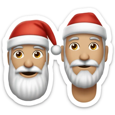 um rapaz esbelto moreno, de olhos castanhos, esbelto com barba rala e um gorro de papai noel na cabeça sticker