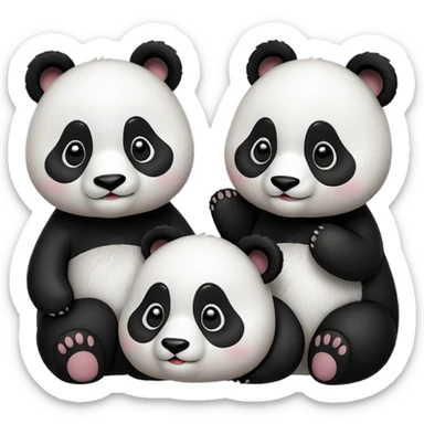 I want 3 panda emojis. One facing right, next one right going up, next one right going down sticker