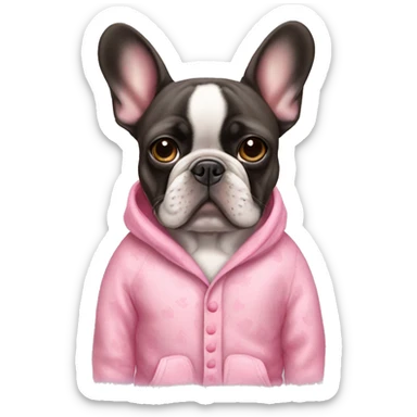 French bulldog in pink pajamas  sticker
