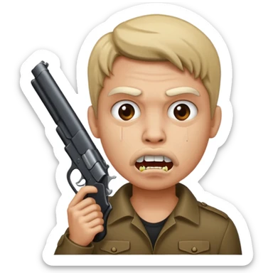 Gun in the mouth sticker