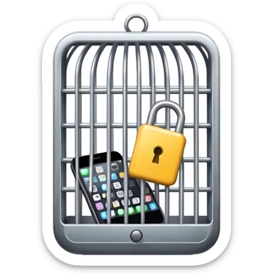 a mobile phone locked in cage sticker