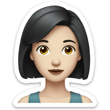 pale skin young woman with a black short hair sticker